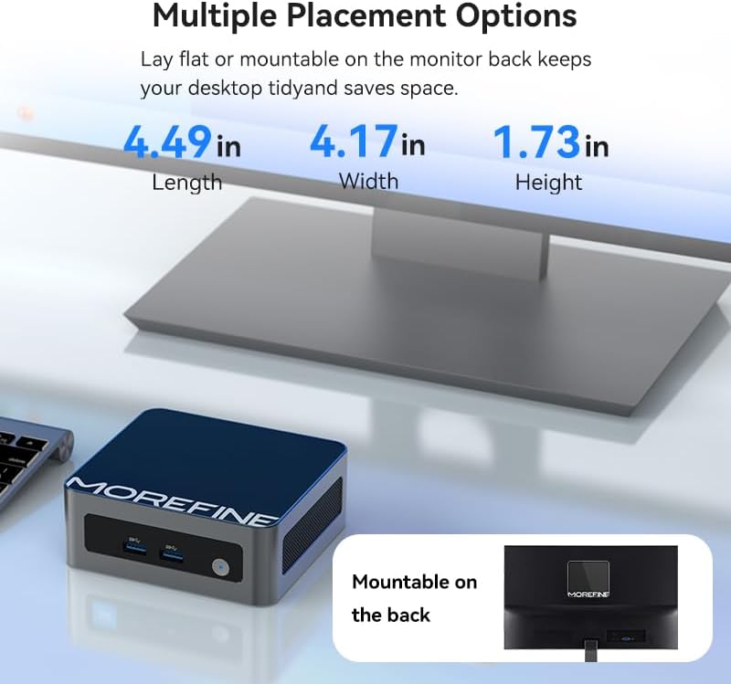 MOREFINE Mini PC  13th Twin Lake N150  up to 3 6GHz   16GB DDR4 1TB PCIe NVMe SSD  Desktop Computers Support 4K Dual HDMI Display/WiFi6/BT5 2/USB3 2/2 5G LAN/WOL Home/Office