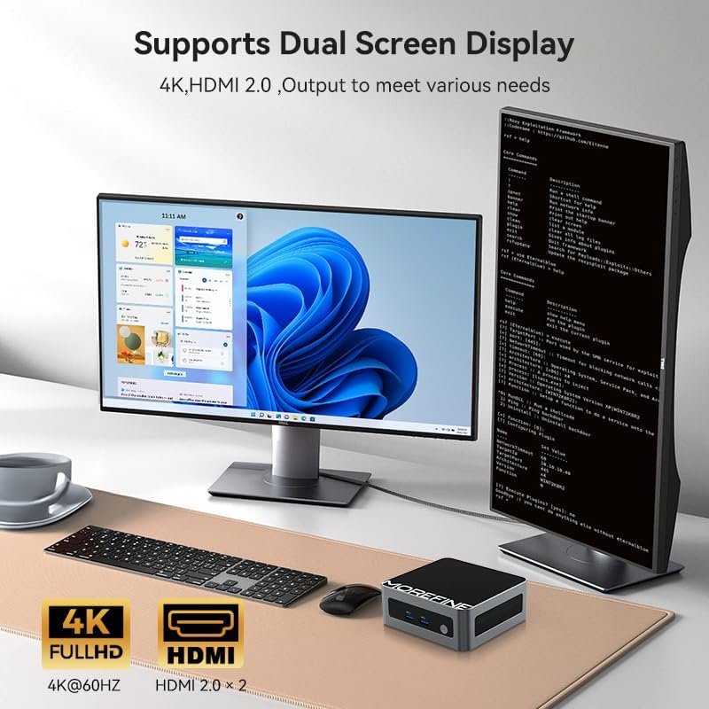 MOREFINE Mini PC  13th Twin Lake N150  up to 3 6GHz   16GB DDR4 1TB PCIe NVMe SSD  Desktop Computers Support 4K Dual HDMI Display/WiFi6/BT5 2/USB3 2/2 5G LAN/WOL Home/Office