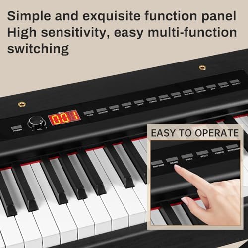 MOSEN Digital Piano 88 Key Weighted Keyboard with Hammer Action  Portable Electric Piano Set with X Stand  Recording Headphone Mode  Sustain Pedal  Music Rest  Dual Keyboard for Beginner  MDP 80D