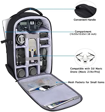 MOSISO Camera Backpack  DSLR/SLR/Mirrorless Photography Camera Bag 15 16 inch Waterproof Hardshell Case with Tripod Holder&Laptop Compartment Compatible with Canon/Nikon/Sony  Black