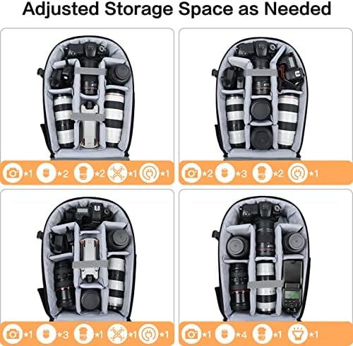 MOSISO Camera Backpack  DSLR/SLR/Mirrorless Photography Camera Bag 15 16 inch Waterproof Hardshell Case with Tripod Holder&Laptop Compartment Compatible with Canon/Nikon/Sony  Black