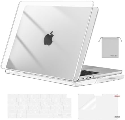 MOSISO Compatible with MacBook Pro 14 inch Case 2026 2025 2024 2023 2022 2021 M5 M4 M3 M2 M1 A3434 A3112 A3185 A3401 A2918 A2992 A2779 A2442 Hard Case&Keyboard Cover&Screen Film&Pouch  Transparent