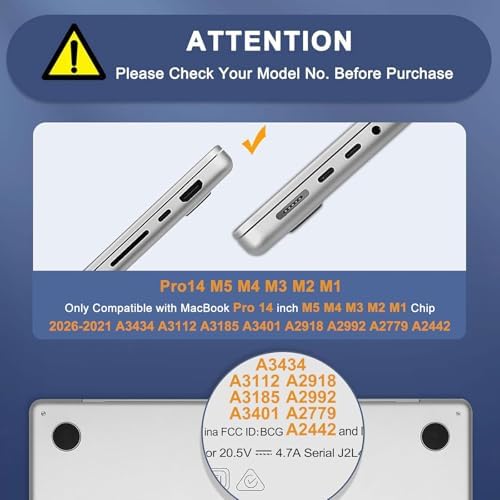 MOSISO Compatible with MacBook Pro 14 inch Case 2026 2025 2024 2023 2022 2021 M5 M4 M3 M2 M1 A3434 A3112 A3185 A3401 A2918 A2992 A2779 A2442 Hard Case&Keyboard Cover&Screen Film&Pouch  Transparent