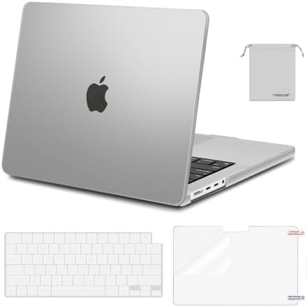 MOSISO Compatible with MacBook Pro 14 inch Case 2026 2025 2024 2023 2022 2021 M5 M4 M3 M2 M1 A3434 A3112 A3185 A3401 A2918 A2992 A2779 A2442 Hard Case&Keyboard Cover&Screen Film&Pouch  Transparent