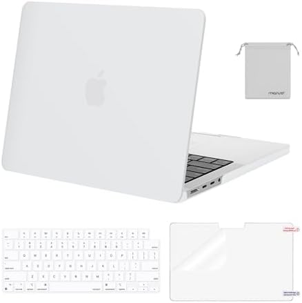 MOSISO Compatible with MacBook Pro 14 inch Case 2026 2025 2024 2023 2022 2021 M5 M4 M3 M2 M1 A3434 A3112 A3185 A3401 A2918 A2992 A2779 A2442 Hard Case&Keyboard Cover&Screen Film&Pouch  Transparent