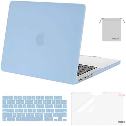 MOSISO Compatible with MacBook Pro 14 inch Case 2026 2025 2024 2023 2022 2021 M5 M4 M3 M2 M1 A3434 A3112 A3185 A3401 A2918 A2992 A2779 A2442 Hard Case&Keyboard Cover&Screen Film&Pouch  Transparent