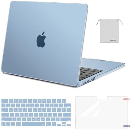 MOSISO Compatible with MacBook Air 13 inch Case M5 2026 M4 2025 M3 M2 2024 2022 A3449 A3240 A3113 A2681 Hard Shell&Keyboard Cover&Screen Film&Pouch for MacBook Air 13 6 inch Case  Crystal Clear