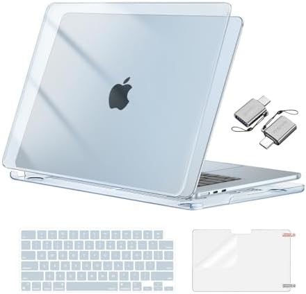 MOSISO Compatible with MacBook Air 15 inch Case M5 2026 M4 2025 M3 M2 2024 2023 A3448 A3241 A3114 A2941  Hard Shell&Keyboard Cover&Screen Film&Type C  Great for Study Travel Work  Starlight
