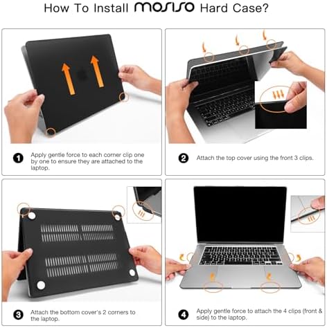 MOSISO Compatible with MacBook Air 15 inch Case M5 2026 M4 2025 M3 M2 2024 2023 A3448 A3241 A3114 A2941  Hard Shell&Keyboard Cover&Screen Film&Type C  Great for Study Travel Work  Starlight