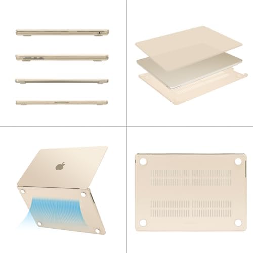MOSISO Compatible with MacBook Air 15 inch Case M5 2026 M4 2025 M3 M2 2024 2023 A3448 A3241 A3114 A2941  Hard Shell&Keyboard Cover&Screen Film&Type C  Great for Study Travel Work  Starlight
