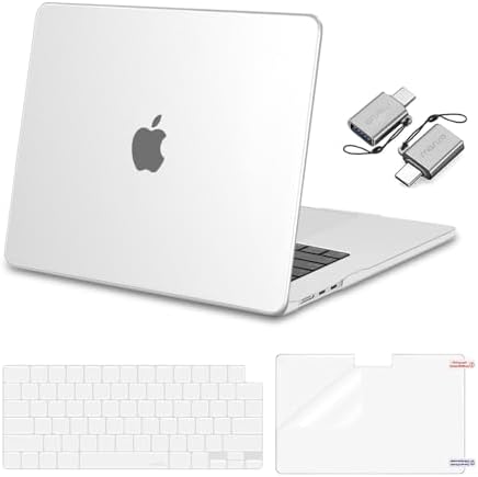 MOSISO Compatible with MacBook Air 15 inch Case M5 2026 M4 2025 M3 M2 2024 2023 A3448 A3241 A3114 A2941  Hard Shell&Keyboard Cover&Screen Film&Type C  Great for Study Travel Work  Starlight