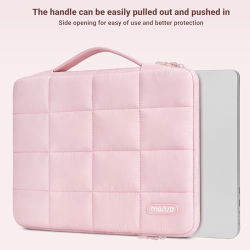 MOSISO Compatible with MacBook Neo Case 13 inch 2026 Release A3404  Seamlessly Closes Scratches & Fingerprints Resistant Hard Shell&Sixteen Grid Puffy Bag&Keyboard Skin&Type C&Screen Film  Blush