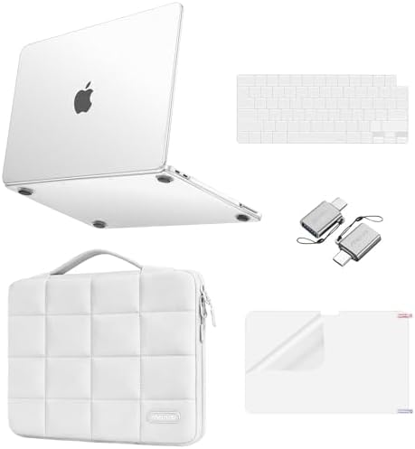 MOSISO Compatible with MacBook Neo Case 13 inch 2026 Release A3404  Seamlessly Closes Scratches & Fingerprints Resistant Hard Shell&Sixteen Grid Puffy Bag&Keyboard Skin&Type C&Screen Film  Blush