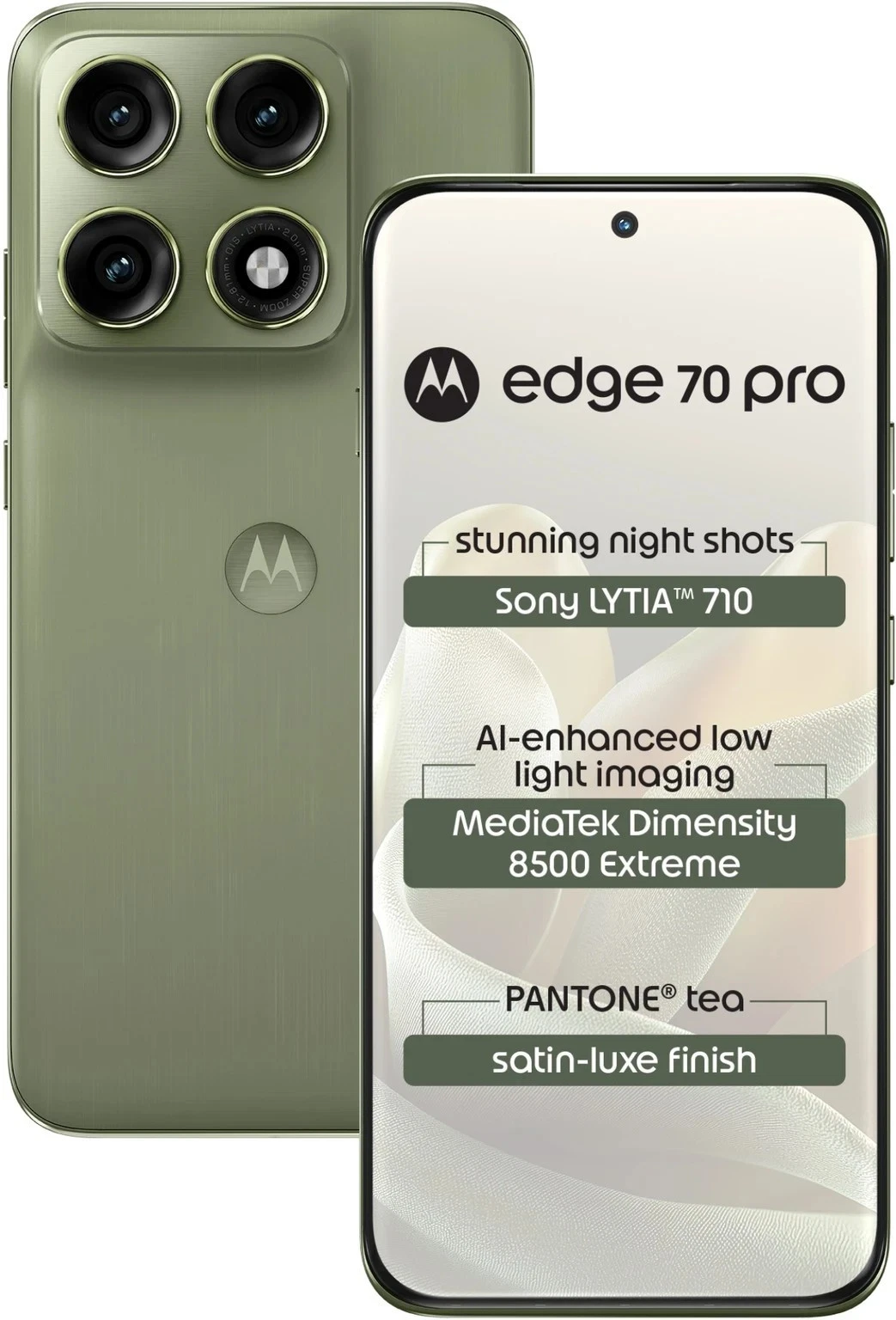 MOTOROLA Edge 70 Pro 5G Factory Unlocked Dual SIM 8GB 256GB Sony LYTIA 710 GREEN