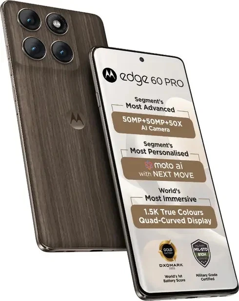 MOTOROLA Moto Edge 60 Pro 5G - Desbloqueado de fábrica, doble SIM - 12 GB, 256 GB - Pantone Walnut