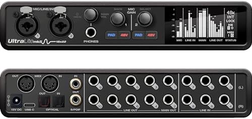 MOTU UltraLite mk5 18x22 USB Audio Interface 3 for Mac  Windows and iOS with mixing and effects