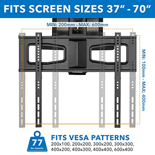 MOUNT IT  Motorized Fireplace TV Wall Mount   Remote Control Electric Pull Down Mantel Mounting Bracket  Up to 77 Lbs Weight Capacity  Height Adjustable  Swivel  VESA 600x400 Compatible