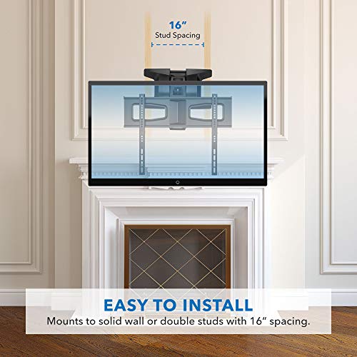 MOUNT IT  Motorized Fireplace TV Wall Mount   Remote Control Electric Pull Down Mantel Mounting Bracket  Up to 77 Lbs Weight Capacity  Height Adjustable  Swivel  VESA 600x400 Compatible