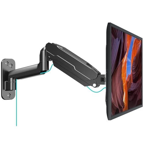 MOUNT PRO Single Monitor Wall Mount for 13 to 32 Inch Computer Screens  Gas Spring Monitor Arm Holds Up to 17 6lbs  Full Motion Adjustable Wall Bracket  VESA Mount 75x75  100x100  Black