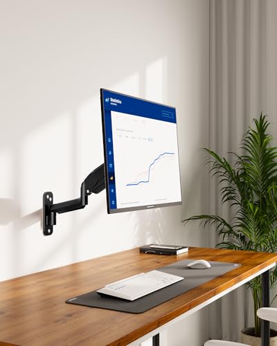 MOUNT PRO Single Monitor Wall Mount for 13 to 32 Inch Computer Screens  Gas Spring Monitor Arm Holds Up to 17 6lbs  Full Motion Adjustable Wall Bracket  VESA Mount 75x75  100x100  Black