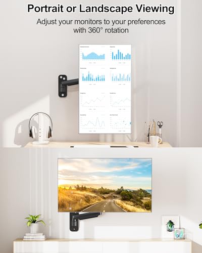 MOUNT PRO Single Monitor Wall Mount for 13 to 32 Inch Computer Screens  Gas Spring Monitor Arm Holds Up to 17 6lbs  Full Motion Adjustable Wall Bracket  VESA Mount 75x75  100x100  Black