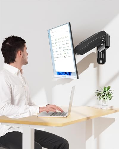 MOUNT PRO Single Monitor Wall Mount for 13 to 32 Inch Computer Screens  Gas Spring Monitor Arm Holds Up to 17 6lbs  Full Motion Adjustable Wall Bracket  VESA Mount 75x75  100x100  Black