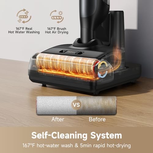 MOVA M10 Cordless Wet Dry Vacuum Cleaner 180  Lie Flat Smart Vacuum Mop All in One for Hard Floor  167 F Flashdry Self Cleaning  Zero inch Dual Edge Cleaning  18000Pa Suction  Zero Tangle for Pet Hair