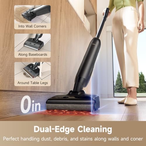 MOVA M10 Cordless Wet Dry Vacuum Cleaner 180  Lie Flat Smart Vacuum Mop All in One for Hard Floor  167 F Flashdry Self Cleaning  Zero inch Dual Edge Cleaning  18000Pa Suction  Zero Tangle for Pet Hair