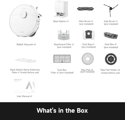 MOVA P20 Ultra Robot Vacuum and Mop  30 000Pa Suction  MopExtend Edge Cleaning  All in One Dock with 145 F Mop Auto Drying  100 Days Auto Empty  Liftable Spinning Mop for Carpet  Hard Floors  Pet Hair