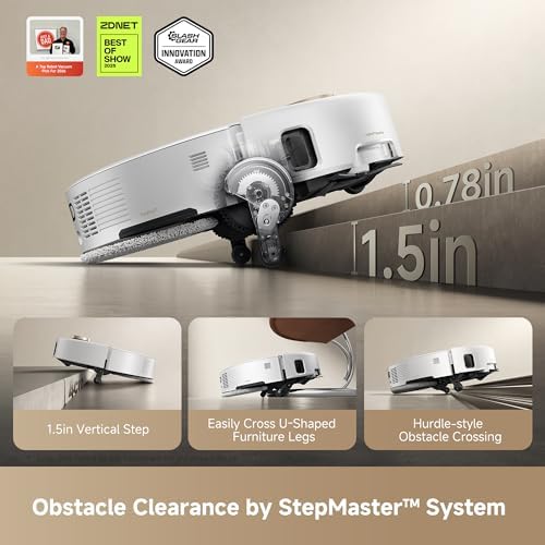 MOVA V50 Ultra Complete Robot Vacuum and Mop  24 000Pa Suction  Zero Tangling Duobrush  2 28in Obstacle Overcoming  FlexiRise Navigation  176 F Hot Water Mop Self Cleaning & Fast Hot Air Drying  White