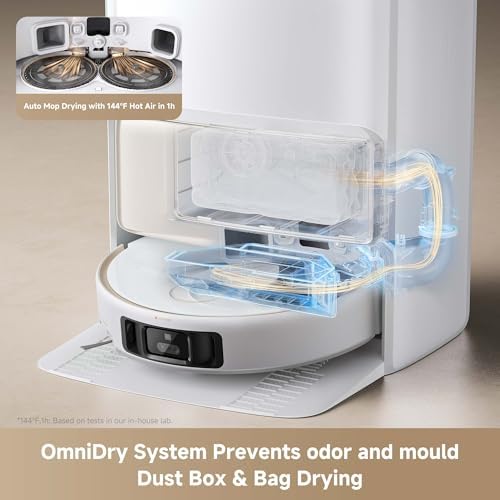 MOVA V50 Ultra Complete Robot Vacuum and Mop  24 000Pa Suction  Zero Tangling Duobrush  2 28in Obstacle Overcoming  FlexiRise Navigation  176 F Hot Water Mop Self Cleaning & Fast Hot Air Drying  White
