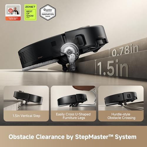 MOVA V50 Ultra Complete Robot Vacuum and Mop  24 000Pa Suction  Zero Tangling Duobrush  2 28in Obstacle Overcoming  FlexiRise Navigation  176 F Hot Water Mop Self Cleaning & Fast Hot Air Drying  Black