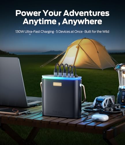 MOVE SPEED 2025 Upgrade 80 000mAh Power Bank 130W Portable Power Station with Digital Display Lighting USB C 5 Port Support Solar Recharge for Outdoor Camping Laptop Emergency Backup 296Wh