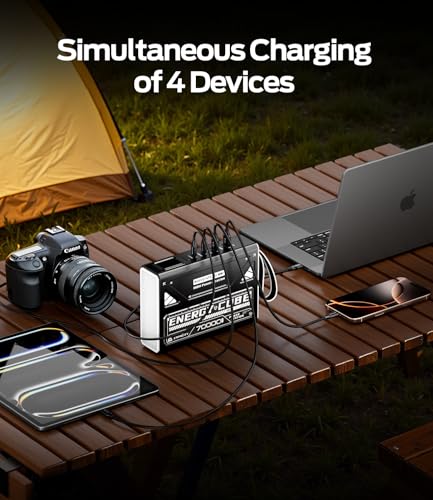 MOVE SPEED Power Bank 70 000mAh 100W  High Capacity Laptop Portable Charger  Fast Charging USB C Battery Pack with Flash Light  Outdoor External Battery Bank for iPhone  iPad  Camping Travel