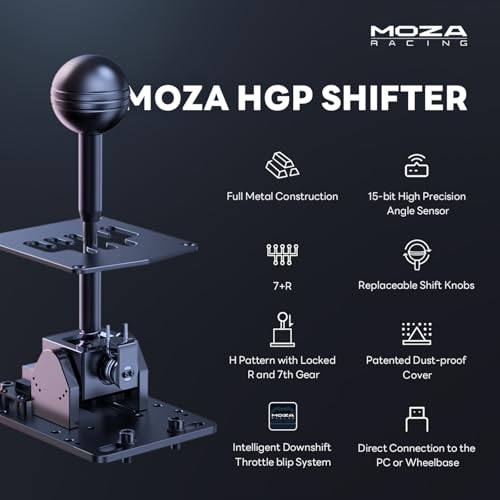 MOZA HGP Racing Shifter 7 R PC USB Simulator Shifters  H Pattern with Locked R and 7th Gear  USB Connection to PC  Easy to Mount
