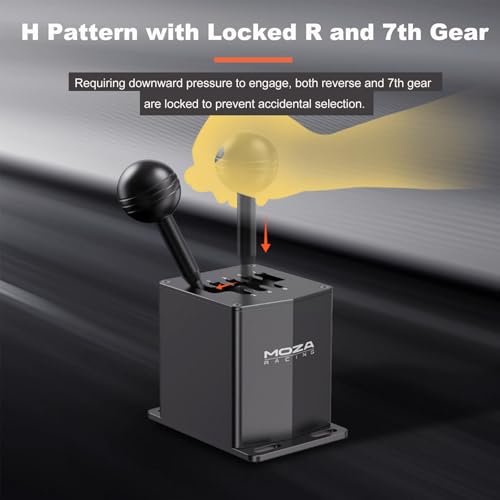 MOZA HGP Racing Shifter 7 R PC USB Simulator Shifters  H Pattern with Locked R and 7th Gear  USB Connection to PC  Easy to Mount