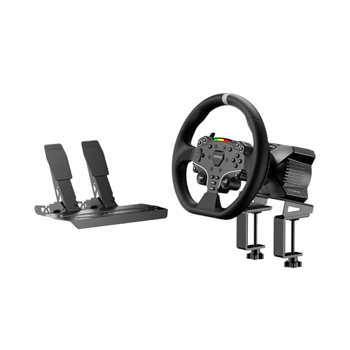 MOZA R3 Racing Simulator 4PCS Wheel & Pedals bundle for PC  R3 Direct Drive Base  ES Lite Steering Wheel  SR P Lite Pedals and Table Clamp  Black