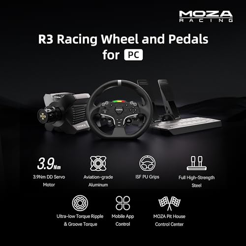 MOZA R3 Racing Wheel and Pedals Bundle for PC  3 9Nm Direct Drive WheelBase 11 inch ES Lite Steering Wheel Pedals and Desk Clamp High Performance Game Racing Simulator for PC User