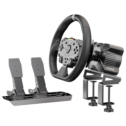 MOZA R3 Racing Wheel and Pedals Bundle for Xbox & PC 3 9Nm DD Servo Motor With Aviation Grade Aluminum Construction Durable ISF PU Grips 11 inch Racing Wheel SR P Lite Dual Pedals