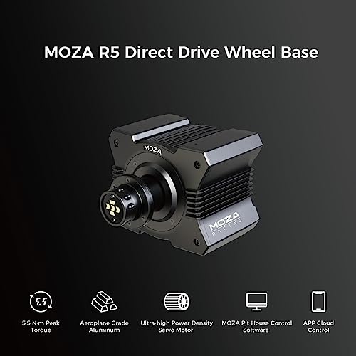 MOZA R5 All in One PC Gaming Racing Simulator  5 5Nm Direct Drive Wheel Base  11 inch Racing Wheel  Anti Slip Pedals and a Desk Clamp  Cloud based App Control