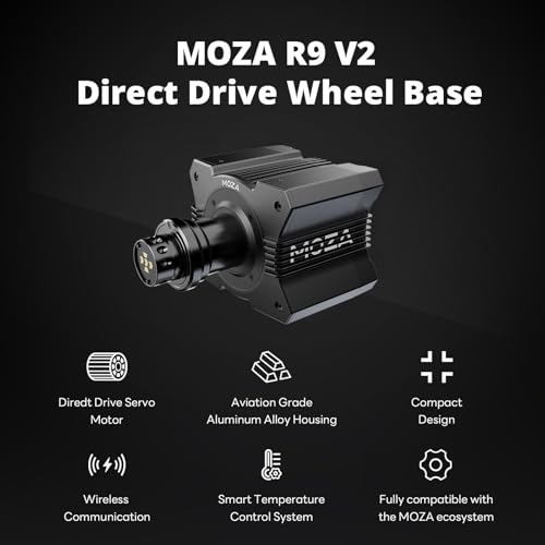 MOZA R9 V3 Direct Drive Servo Motor Sim Racing Wheel Base  9Nm FFB Force Feedback Steering Wheel Base  Customizable Standalone Wheel Base Simulator for PC Racing Game  black