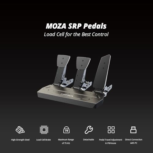 MOZA SR P Pedals Set of Brake  Throttle and Clutch Pedal Load Cell Sim Racking Pedals for PC Gaming