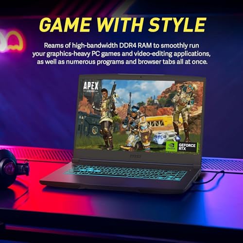 MSI 15 6 144Hz FHD Thin Bezel IPS Gaming Laptop  AMD Ryzen 5 7535HS  NVIDIA GeForce RTX 4060  16GB DDR5  1TB NVMe SSD  Backlit Keyboard  WiFi 6E  Windows 11  Cosmos Gray  EAT Laptop Foldable Stand