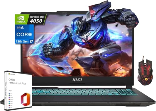 MSI 2024 Cyborg 15 Gaming Laptop  15 6 FHD 144Hz  Intel 10 Core i7 13620H  32GB DDR5  1TB SSD  GeForce RTX 4050  Backlit KB  Wi Fi 6  Windows 11 Home  w/Office Lifetime License