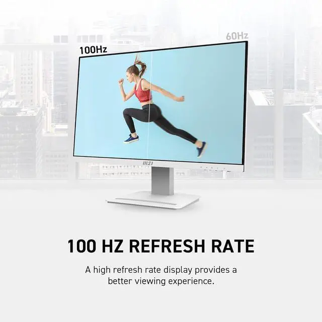 MSI 24" 100 Hz IPS FHD Gaming Monitor 1ms  MPRT  / 4ms  GTG  119  sRGB  CIE 1976  Flat Panel Pro MP243XW  Low blue light  Built in speakers  White