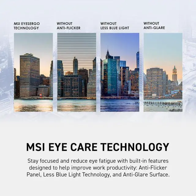 MSI 24" 100 Hz IPS FHD Gaming Monitor 1ms  MPRT  / 4ms  GTG  119  sRGB  CIE 1976  Flat Panel Pro MP243XW  Low blue light  Built in speakers  White