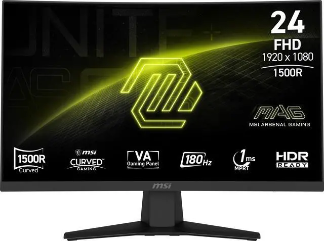 MSI 24 inch  23 6" viewable  Full HD 180Hz with Adaptive Sync HDR Ready 1ms 1500R 105  sRGB Anti Glare Curved Gaming Computer Monitor Frameless Design for both Work and Gaming MAG 244C