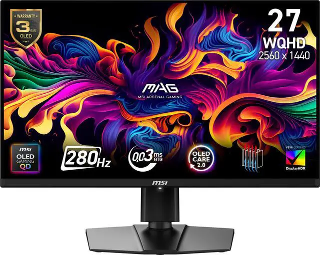 MSI 27" 280 Hz QD OLED 2560 x 1440  QHD  Gaming Monitor FreeSync  AMD Adaptive Sync  MAG 271QP MAG 271QP QD OLED X28