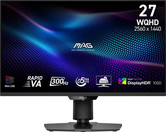 MSI 27" 300 Hz Rapid VA with Mini LED  1152 Zones  Gaming Monitor FreeSync  AMD Adaptive Sync  MAG 274QPF X30MV