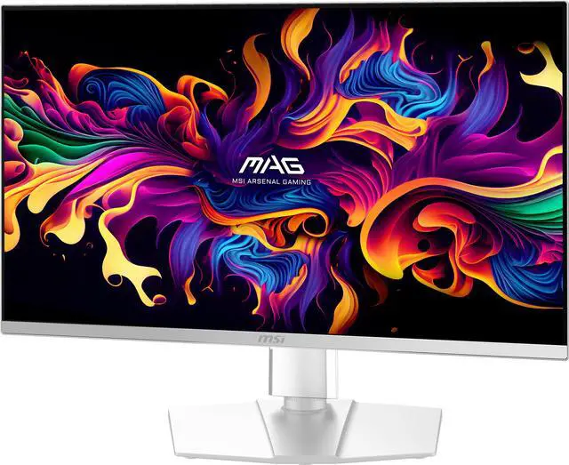 MSI 27" QHD 2K 1440P 280Hz with FreeSync Premium Pro & G Sync Compatible 0 03ms HDR400 USB C White OLED Gaming Computer Monitor with Height Adjustable  Swivel  Pivot & Tilt stand MAG272QPW QD OLED X28